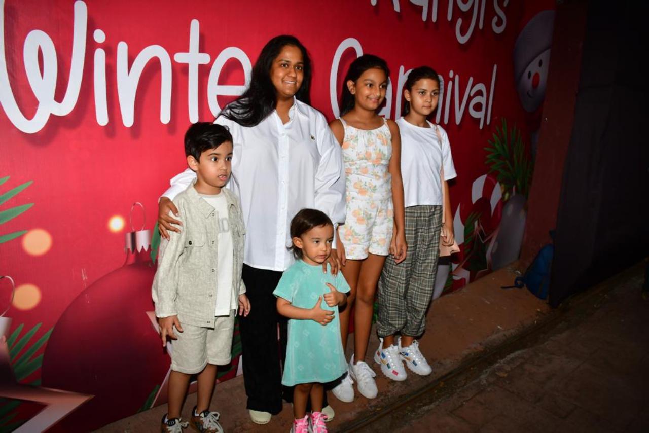 Arpita Khan Sharma who is close to Riteish and Genelia also arrived with her kids for the party